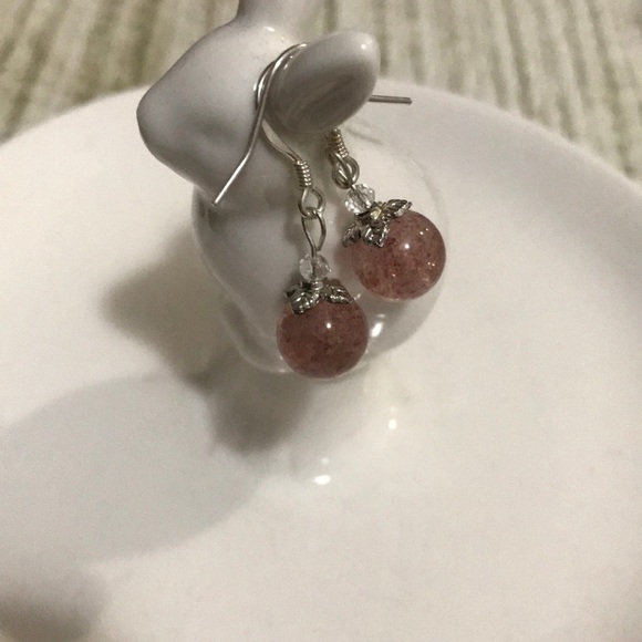 Natural Berry Quartz Sterling Silver Earring - Picture 2 of 4